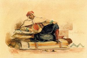 EUGENE DELACROIX-1832 ARABE DANS UN POUF